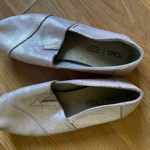 TOMS W9 pink sparkle flats